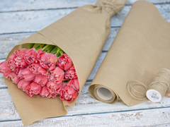Tulips, natural paper and twine